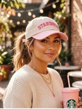 Starbucks PINK DRINK COLLECTION Baseball Cap Adjustable Strapback N